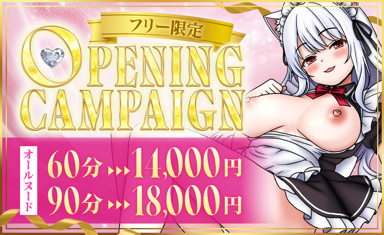 オープニングキャンペーン　オールヌード60分14,000円 90分18,000円